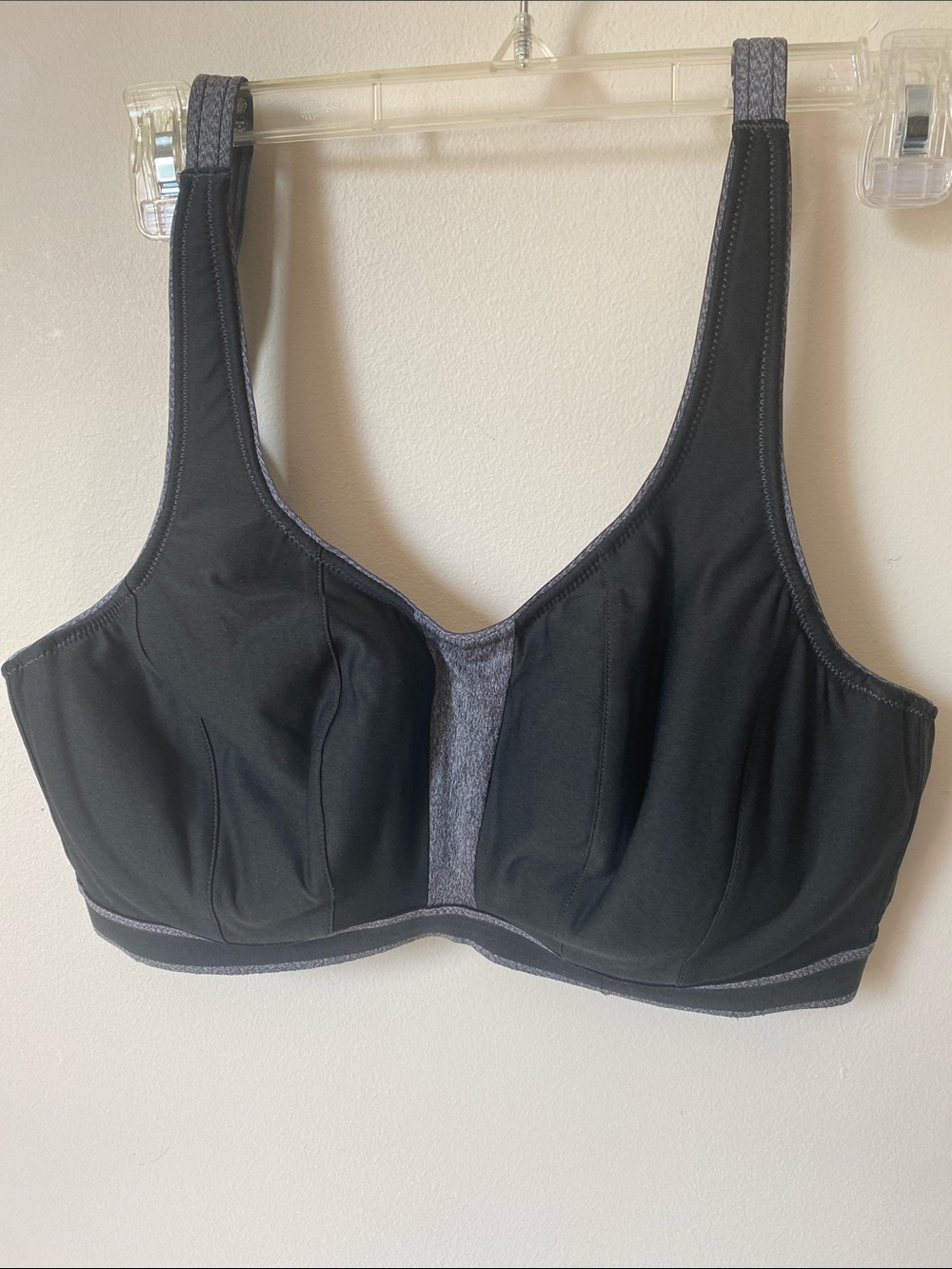 Prima Donna Black Sports Bra with Heather Gray Accents